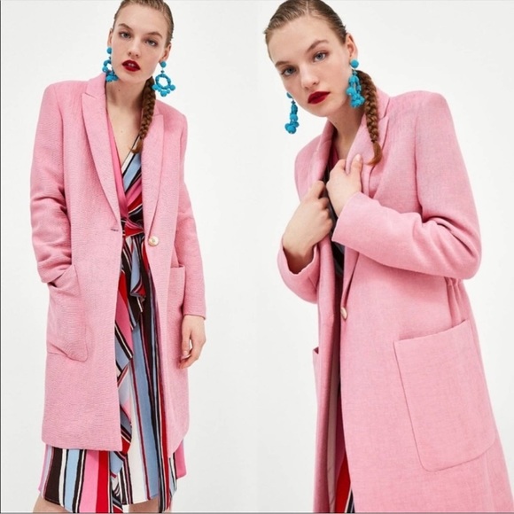 Zara Jackets & Blazers - Zara Long Line One Button Bubblegum Pink Blogger favorite blazer jacket size XS